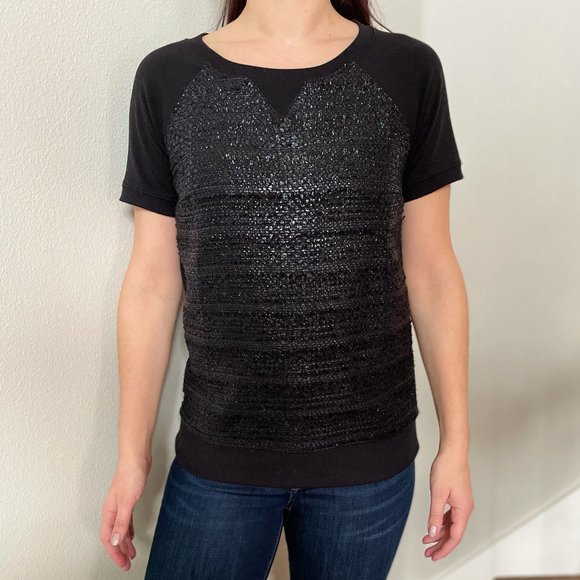 Halogen Women's Short Sleeve Textured Sweatshirt Top Size Small - Picture 1 of 8